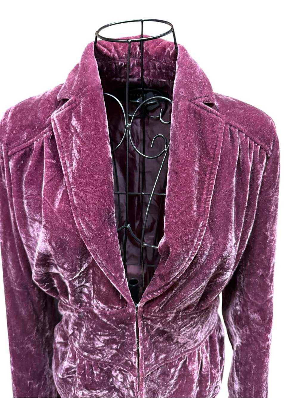 Velvet Blazer Jacket - Plum size 2 - Picture 4 of 10